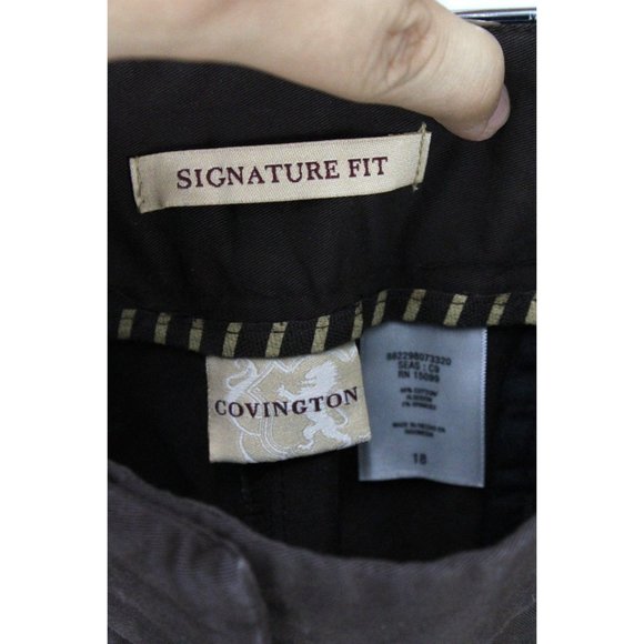 Convington Pants Womens Brown Casual Signature Fit Cotton Flat Front Size 18 NWT - Picture 5 of 8